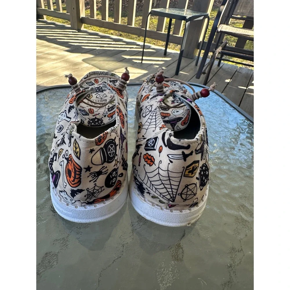 Halloween Spooky Canvas Slip On Loafers Women Size 42 Pumpkin‎ Witchy Goth